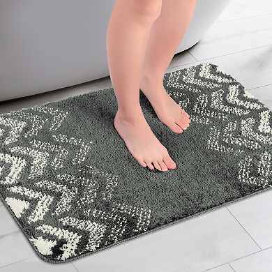 2 Pcs Eometric Patterns Bathroom Mat, Non-slip Carpet For Kitchen, Shower, Cistern 16" X 24"