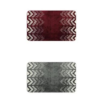 2 pc Eometric Patterns Bathroom Mat, Non-slip Carpet For Kitchen, Shower, Cistern 16" X 24"