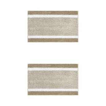 2 pc Chenille Striped Bathroom Rug Mat, Soft Plush Shaggy Bath Carpet, Machine Washable 20" X 32"
