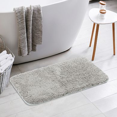 2 Pcs Luxury Furry Soft Solid Plush Bath Mat Bathroom Rug Carpet