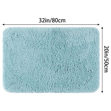 2 Pcs Luxury Furry Soft Solid Plush Bath Mat Bathroom Rug Carpet