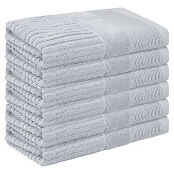 Striped Cotton Washcloths, Comfort 6 Pack Face Towels, Absorbent Towels