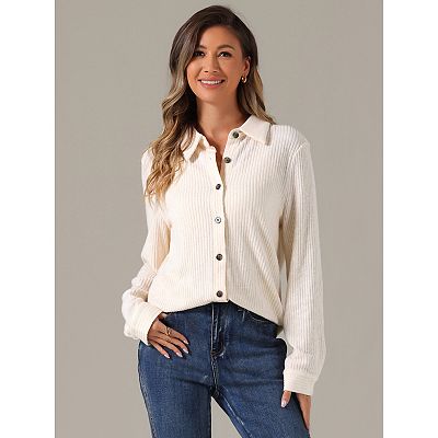 Women's Spring Fall Tops Fashion Dressy Casual Long Sleeve Button