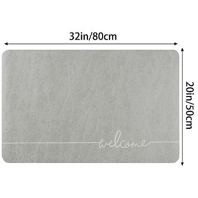 2 Pcs Absorbent Bath Mat Non-slip Floor Rug Rubber Backed Bathroom Kitchen