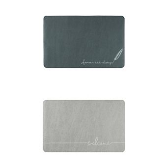 2 pc Absorbent Bath Mat Non-slip Floor Rug Rubber Backed Bathroom Kitchen