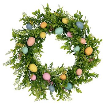 Easter Wreath, Artificial Colorful Eggs Wreaths, Spring Fall Garland For Front Door Farmhouse Wall