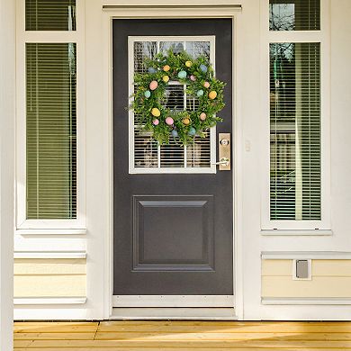 Easter Wreath, Artificial Colorful Eggs Wreaths, Spring Fall Garland For Front Door Farmhouse Wall