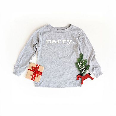 Merry Raised Print Toddler Long Sleeve Graphic Tee