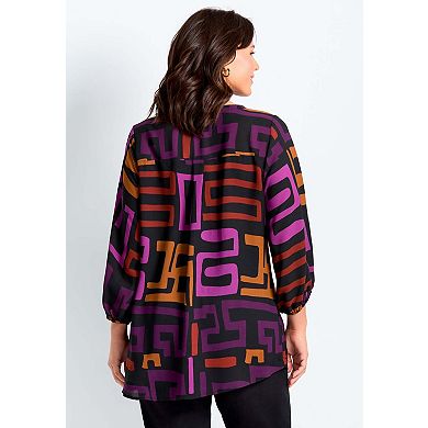 Avenue Women's Plus Size Meila Zip Top