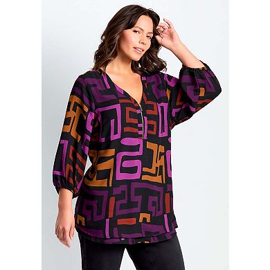 Avenue Women's Plus Size Meila Zip Top