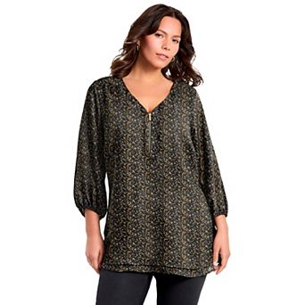 Avenue Women's Plus Size Meila Zip Top