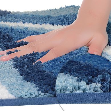 2 Pcs Non-slip Bathroom Rug Bath Floor Mat Thickening Bath Rug Absorption Quick Dry