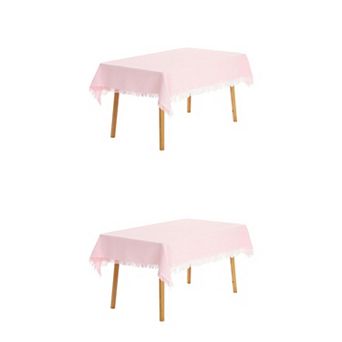2 Pack Rectangle Tablecloth, Cotton Linen Table Cover With Tassel For Dinner Table 51"x91"
