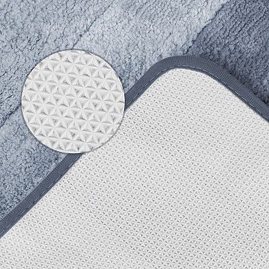 2 Pcs Microfiber Plush Gradient Striped Bathroom Rug Bath Mat With Tpr Backing 16" X 24"