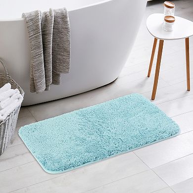 2 Pcs Luxury Furry Soft Solid Plush Bath Mat Bathroom Rug Carpet 16" X 24", 20" X 32"