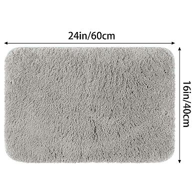 2 Pcs Luxury Furry Soft Solid Plush Bath Mat Bathroom Rug Carpet 16" X 24", 20" X 32"