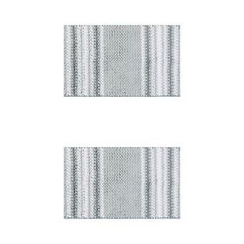 2 pc Striped Bathroom Rugs, Extra Soft And Absorbent Fluffy Chenille Bath Mat Rug, 20" X 32"