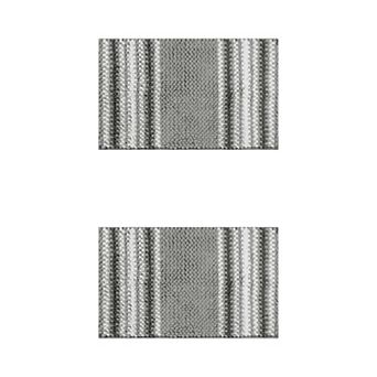 2 pc Striped Bathroom Rugs, Extra Soft And Absorbent Fluffy Chenille Bath Mat Rug, 20" X 32"