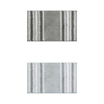 2 pc Striped Bathroom Rugs, Extra Soft And Absorbent Fluffy Chenille Bath Mat Rug, 20" X 32"