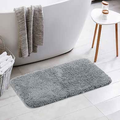 2 Pcs Luxury Furry Soft Solid Plush Bath Mat Bathroom Rug Carpet 16" X 24"