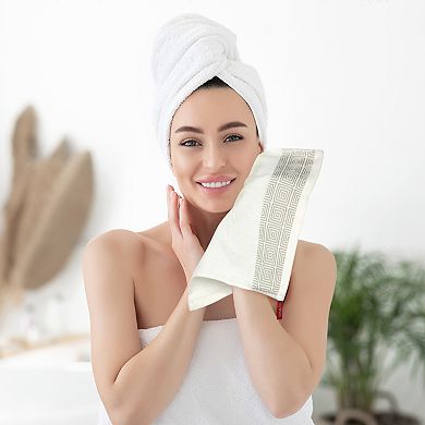 Geometric Patterns Washcloths Set, Low Linting Face Towels For Bathroom 13" X 13" 4 Pack