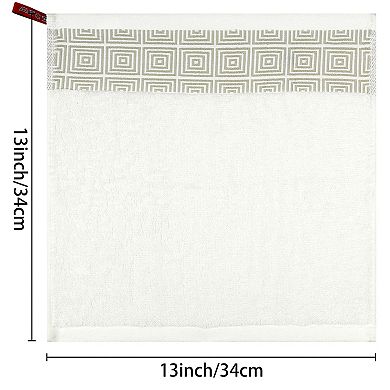 Geometric Patterns Washcloths Set, Low Linting Face Towels For Bathroom 13" X 13" 4 Pack