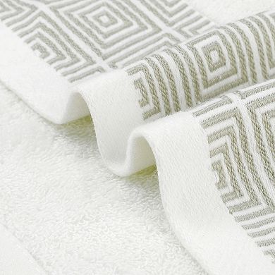 Geometric Patterns Washcloths Set, Low Linting Face Towels For Bathroom 13" X 13" 4 Pack