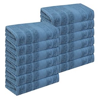 Striped 12 Pack Washcloths, Pure Cotton Face Towels, Comfort Towels For Bathroom, Hotel, Spa