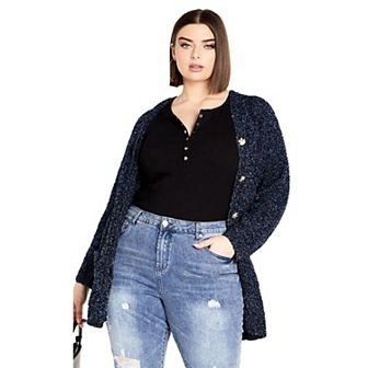Avenue Women's Plus Size Amber Boucle Cardigan