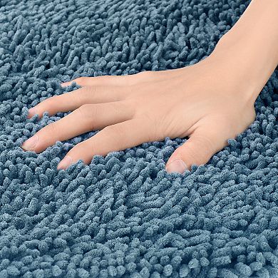 2 Pcs Non Slip Bath Mats Soft Fluffy Plush Shag Washable Bath Rugs For Bathroom Bedroom
