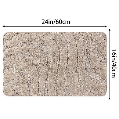 2 Pcs Non Slip Absorbent Bath Mat Washable Bathroom Rug For Room Floor 16" X 24"