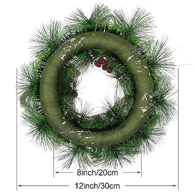 Christmas Wreath For Front Door, Snowflake Snow Flocked White Ball Ornaments Wreath