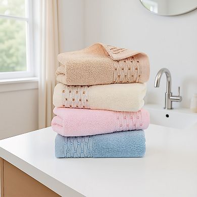 Embroidery Pattern Hand Towels Set, Cotton Comfortable Hand Towels for Bathroom, 2 Pack 14" x 30"