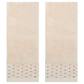 Embroidery Pattern Hand Towels Set, Cotton Comfortable Hand Towels for Bathroom, 2 Pack 14" x 30"