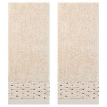 Embroidery Pattern Hand Towels Set, Cotton Comfortable Hand Towels for Bathroom, 2 Pack 14" x 30"