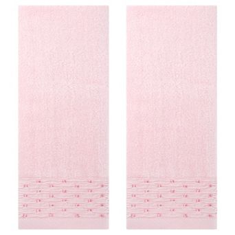 Embroidery Pattern Hand Towels Set, Cotton Comfortable Hand Towels for Bathroom, 2 Pack 14" x 30"