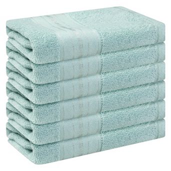 Striped 6 Pack Cotton Washcloths, Absorbent And Low Linting Face Towels
