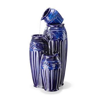 Glitzhome Outdoor Garden Water Fountain With Led Lights And Pump