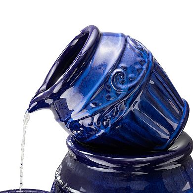 Glitzhome Outdoor Garden Water Fountain With Led Lights And Pump