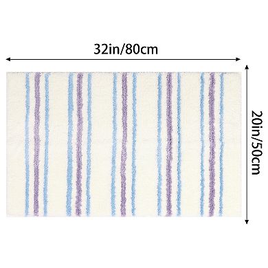 2 Pcs Striped Bathroom Rug Mat, Non-slip Soft Bath Carpet, Absorbent Bathmat For Home Decor 20"x 32"