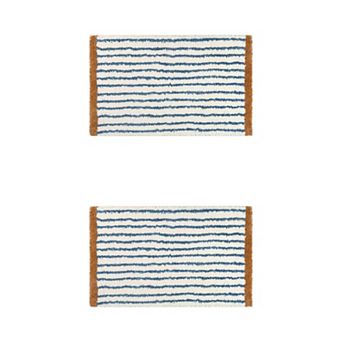 2 pc Striped Bathroom Rug Mat, Non-slip Soft Bath Carpet, Absorbent Bathmat For Home Decor 20"x 32"