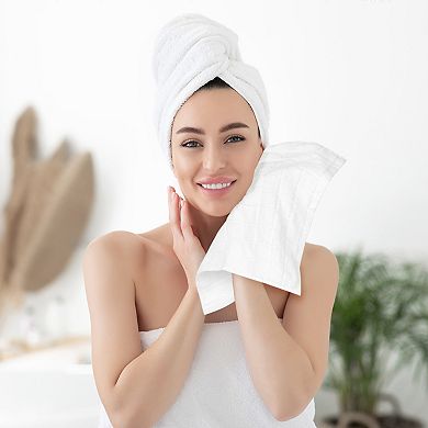 Cotton Face Cloths, Plaid Pattern Washcloths Set, Highly Absorbent Towels 13" X 13" 4 Pack