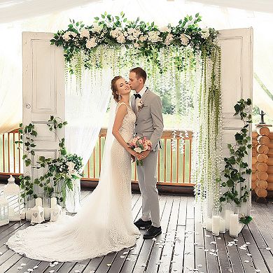 24 Pack Artificial Green Leaf Plant, Fake Greenery Plants, Faux Leaf Decor for Garden Window Wedding