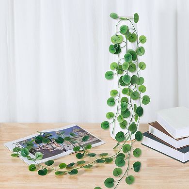 24 Pack Artificial Green Leaf Plant, Fake Greenery Plants, Faux Leaf Decor for Garden Window Wedding