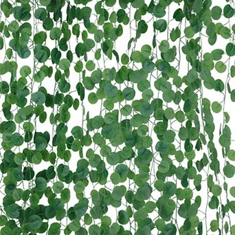 24 Pack Artificial Green Leaf Plant, Fake Greenery Plants, Faux Leaf Decor for Garden Window Wedding