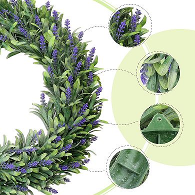 Wreath For Front Door Decor Plastic Leaves Artificial Wreaths For Spring, Summer, Fall And Winter