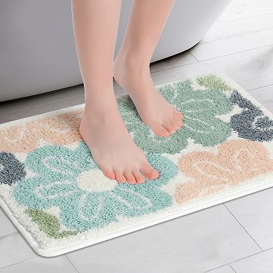 2 Pcs Non Slip Bath Mat For Bathroom Absorbent Fluffy Soft Bathroom Mat Bath Floor Rug