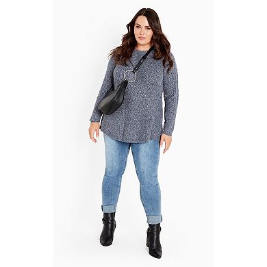 Avenue Women's Plus Size Tia Curved Hem Tunic Sweater