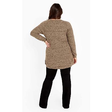 Avenue Women's Plus Size Tia Curved Hem Tunic Sweater
