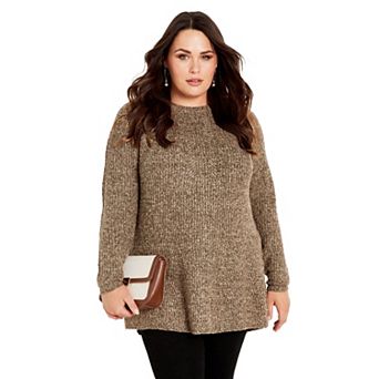 Avenue Women's Plus Size Tia Curved Hem Tunic Sweater
